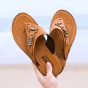 Men's Slippers & Flip-Flops Comfort Shoes Beach Outdoor Home Rubber Breathable Massage Non-slipping Yellow Brown Spring Summer / Square Toe