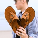 Men's Slippers & Flip-Flops Comfort Shoes Beach Outdoor Home Rubber Breathable Massage Non-slipping Yellow Brown Spring Summer / Square Toe