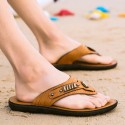 Men's Slippers & Flip-Flops Comfort Shoes Beach Outdoor Home Rubber Breathable Massage Non-slipping Yellow Brown Spring Summer / Square Toe