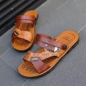 Men's Slippers & Flip-Flops Open Toe Casual Classic Home Daily Beach Rubber Black Brown Spring Summer