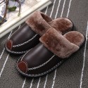 Men's Slippers & Flip-Flops Casual Home PU Black Light Brown Brown Winter