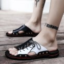 Men's Slippers & Flip-Flops Crochet Outdoor Slippers Beach Slippers Sporty Casual Beach Daily Outdoor PU Black / White White / Blue Spring Summer