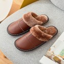 Men's Slippers & Flip-Flops Home PU Black Brown Coffee Winter