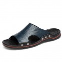 Men's Slippers & Flip-Flops Leather Shoes Casual Daily Beach Walking Shoes Leather Breathable Dark Brown Yellow Blue Summer / Rivet