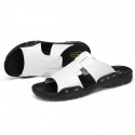 Men's Sandals Slides & Flip-flops Casual Beach Daily Outdoor Walking Shoes PU Breathable Non-slipping White Black Brown Summer