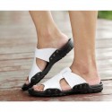Men's Sandals Slides & Flip-flops Casual Beach Daily Outdoor Walking Shoes PU Breathable Non-slipping White Black Brown Summer