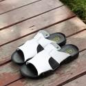 Men's Sandals Slides & Flip-flops Casual Beach Daily Outdoor Walking Shoes PU Breathable Non-slipping White Black Brown Summer