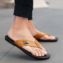 Men's Slippers & Flip-Flops Flat Sandals Flip-Flops Casual Beach Daily Outdoor Walking Shoes Nappa Leather Cowhide Breathable Handmade Non-slipping Booties / Ankle Boots White Black Brown Color Block