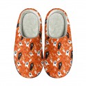 Halloween Bat Pumpkin Print Cotton Slippers Men and Women Flannel Couple Slippers