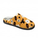 Halloween Bat Pumpkin Print Cotton Slippers Men and Women Flannel Couple Slippers