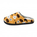 Halloween Bat Pumpkin Print Cotton Slippers Men and Women Flannel Couple Slippers