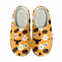 Halloween Bat Pumpkin Print Cotton Slippers Men and Women Flannel Couple Slippers
