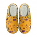 Halloween Bat Pumpkin Print Cotton Slippers Men and Women Flannel Couple Slippers