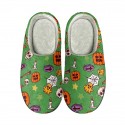Halloween Bat Pumpkin Print Cotton Slippers Men and Women Flannel Couple Slippers