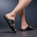 Men's Slippers & Flip-Flops Beach Home Nappa Leather Breathable Non-slipping Black Summer