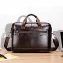 Men's Handbags Messenger Bag Laptop Bag Briefcase Top Handle Bag Cowhide Belt Zipper Solid Color Formal Traveling Outdoor Dark Brown Black Coffee