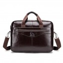 Men's Handbags Messenger Bag Laptop Bag Briefcase Top Handle Bag Cowhide Belt Zipper Solid Color Formal Traveling Outdoor Dark Brown Black Coffee