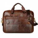 Men's Handbags Laptop Bag Briefcase Top Handle Bag Leather Cowhide Belt Zipper Solid Color Daily Formal Office & Career Black Brown