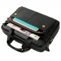 Men's Handbags Laptop Bag Briefcase Top Handle Bag Leather Cowhide Belt Zipper Solid Color Daily Formal Office & Career Black Brown