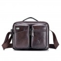Men's Handbags Shoulder Messenger Bag Laptop Bag Crossbody Bag Cowhide Zipper Daily Formal Outdoor Black Brown Coffee