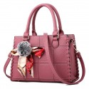 Women's Tote Top Handle Bag PU Leather Solid Color Daily Date Office & Career Rubber powder Black Purple Wine