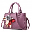 Women's Tote Top Handle Bag PU Leather Solid Color Daily Date Office & Career Rubber powder Black Purple Wine