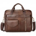 Men's Leather Bag Handbags Laptop Bag Briefcase Top Handle Bag Nappa Leather Cowhide Zipper Plain Office & Career Black Coffee
