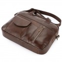 Men's Leather Bag Handbags Laptop Bag Briefcase Top Handle Bag Nappa Leather Cowhide Zipper Plain Office & Career Black Coffee