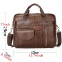 Men's Leather Bag Handbags Laptop Bag Briefcase Top Handle Bag Nappa Leather Cowhide Zipper Plain Office & Career Black Coffee