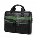 Laptop Bag Briefcase Cowhide Solid Color Green Blue Red Brown