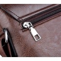 Men's Briefcase PU Leather Zipper Solid Color Daily Office & Career Black Khaki Brown