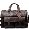 Men's Unisex Messenger Bag Briefcase PU Leather Solid Color Daily Office & Career dark brown Black Light Brown