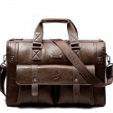 Men's Unisex Messenger Bag Briefcase PU Leather Solid Color Daily Office & Career dark brown Black Light Brown