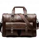 Men's Unisex Messenger Bag Briefcase PU Leather Solid Color Daily Office & Career dark brown Black Light Brown