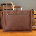 Men's Laptop Bag Briefcase Top Handle Bag Nappa Leather Cowhide Zipper Solid Color Vintage Daily Coffee