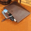 Men's Laptop Bag Briefcase Top Handle Bag Nappa Leather Cowhide Zipper Solid Color Vintage Daily Coffee