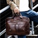 Men's Handbags Shoulder Messenger Bag Laptop Bag Briefcase Cowhide Belt Zipper Daily Formal Office & Career Black Brown / Top Handle Bag