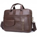 Men's Bags Nappa Leather Cowhide Briefcase Zipper Solid Colored Office & Career Retro 2021 Handbags Coffee