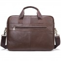 Men's Bags Nappa Leather Cowhide Briefcase Zipper Solid Colored Office & Career Retro 2021 Handbags Coffee