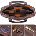 Men's Bags Nappa Leather Cowhide Briefcase Zipper Solid Colored Office & Career Retro 2021 Handbags Coffee