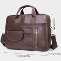 Men's Bags Nappa Leather Cowhide Briefcase Zipper Solid Colored Office & Career Retro 2021 Handbags Coffee