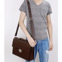 Men's Handbags Shoulder Messenger Bag Laptop Bag Briefcase PU Leather Belt Zipper Solid Color Formal Office & Career Black Brown / Top Handle Bag