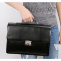 Men's Handbags Shoulder Messenger Bag Laptop Bag Briefcase PU Leather Belt Zipper Solid Color Formal Office & Career Black Brown / Top Handle Bag