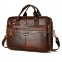 Men's Handbags Shoulder Messenger Bag Laptop Bag Briefcase Cowhide Belt Zipper Solid Color Daily Formal Office & Career Black Brown / Top Handle Bag