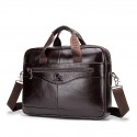 Men's Handbags Laptop Bag Briefcase Top Handle Bag Cowhide Zipper Daily Office & Career Black Brown Coffee