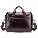 Men's Handbags Laptop Bag Briefcase Top Handle Bag Cowhide Zipper Daily Office & Career Black Brown Coffee