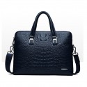 Men's Handbags Shoulder Messenger Bag Laptop Bag Briefcase PU Leather Belt Zipper Crocodile Date Outdoor Blue Black / Top Handle Bag