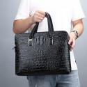 Men's Handbags Shoulder Messenger Bag Laptop Bag Briefcase PU Leather Belt Zipper Crocodile Date Outdoor Blue Black / Top Handle Bag