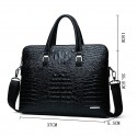 Men's Handbags Shoulder Messenger Bag Laptop Bag Briefcase PU Leather Belt Zipper Crocodile Date Outdoor Blue Black / Top Handle Bag