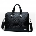 Men's Handbags Shoulder Messenger Bag Laptop Bag Briefcase PU Leather Belt Zipper Crocodile Date Outdoor Blue Black / Top Handle Bag